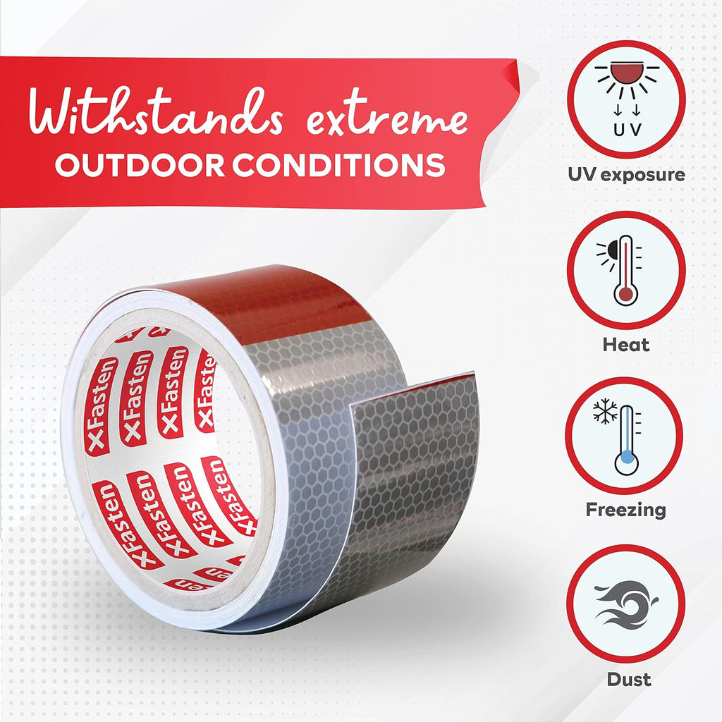 Reflective Tape, Red and White, 2 Inches by 5 Yards - High Intensity - DOT-C2 Safety Tape Waterproof Conspicuity
