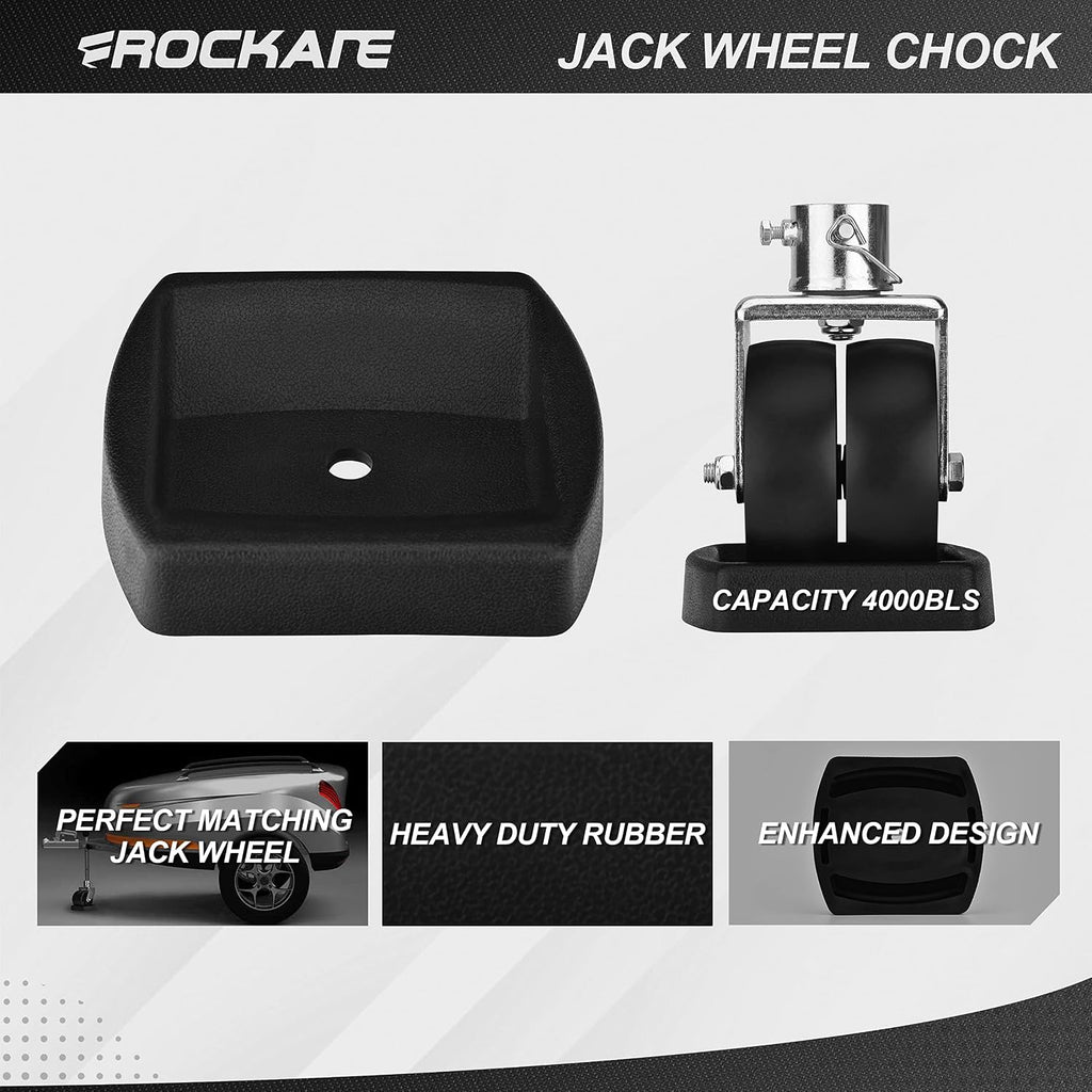 Dual 6'' Trailer Jack Swivel Caster Wheel Replacement with Rubber Wheel Chock，2000LBs Capacity with Pin for Boat