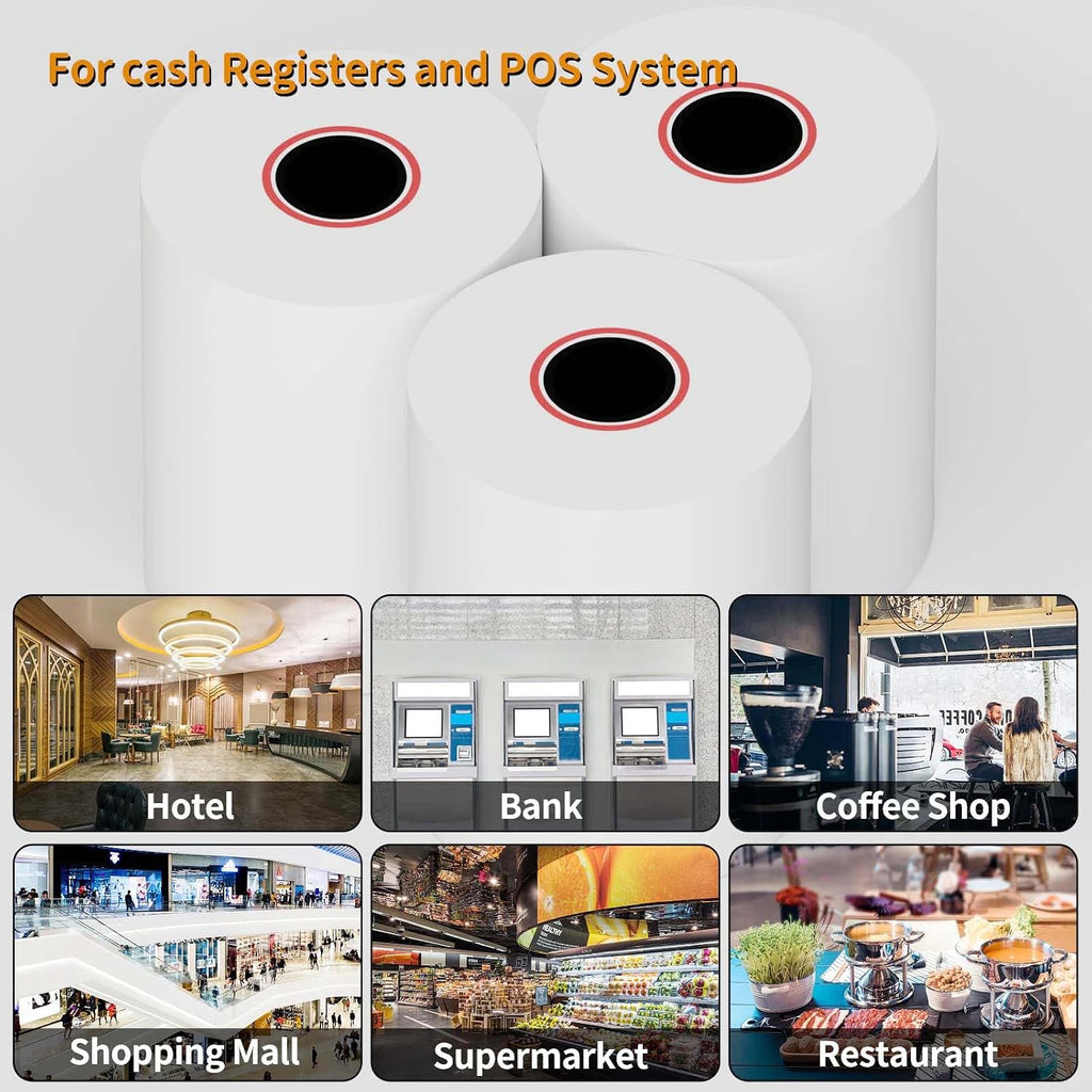 Thermal Receipt Paper Rolls, 2 1/4'' x 85' Thermal Paper, POS Cash Register Paper Roll (50 Rolls)