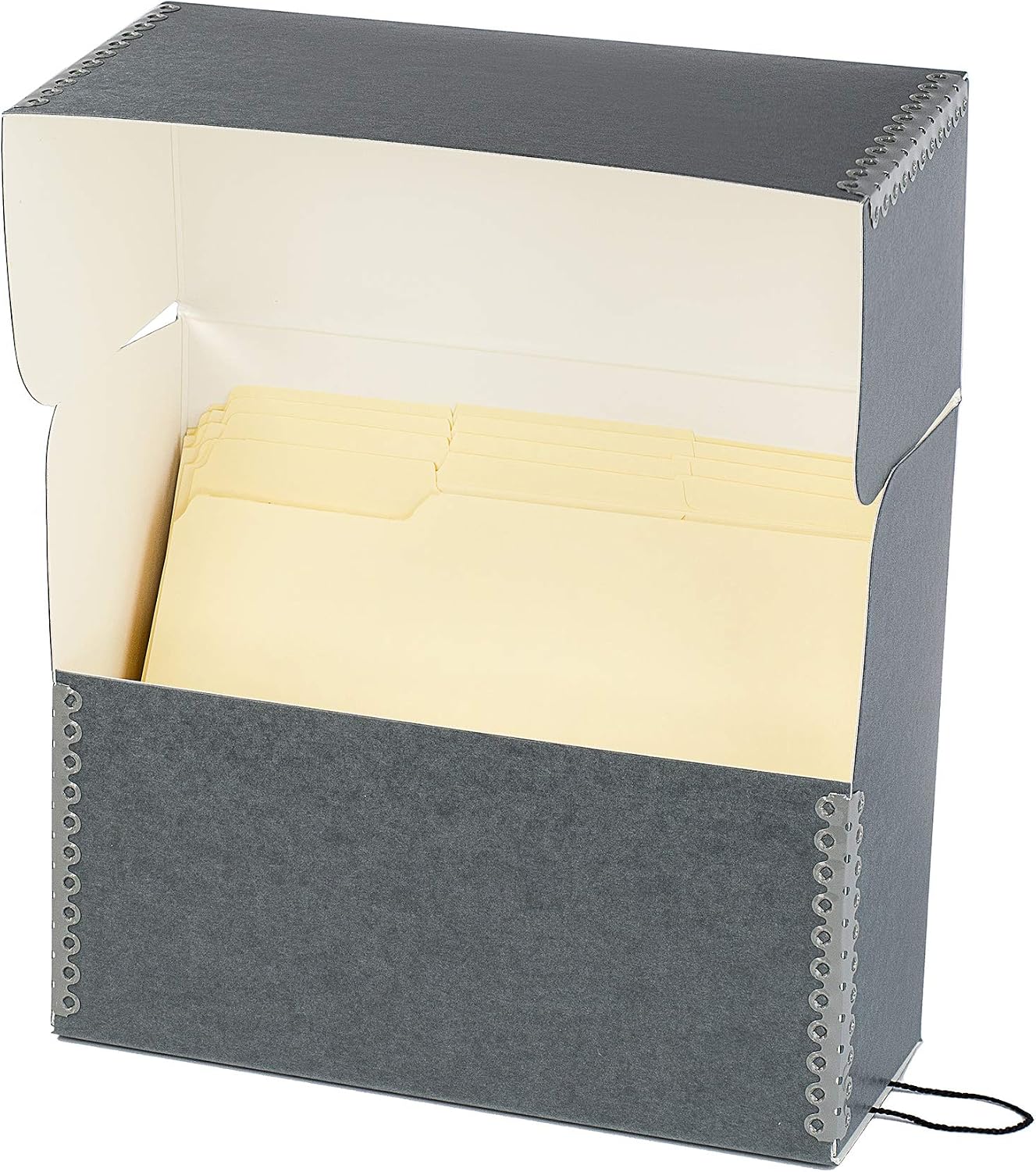 Archival Document Storage Box with Metal Edge, Acid-Free Gray Boxboard, Organize Files, Prints, Photos, Letter-Sized