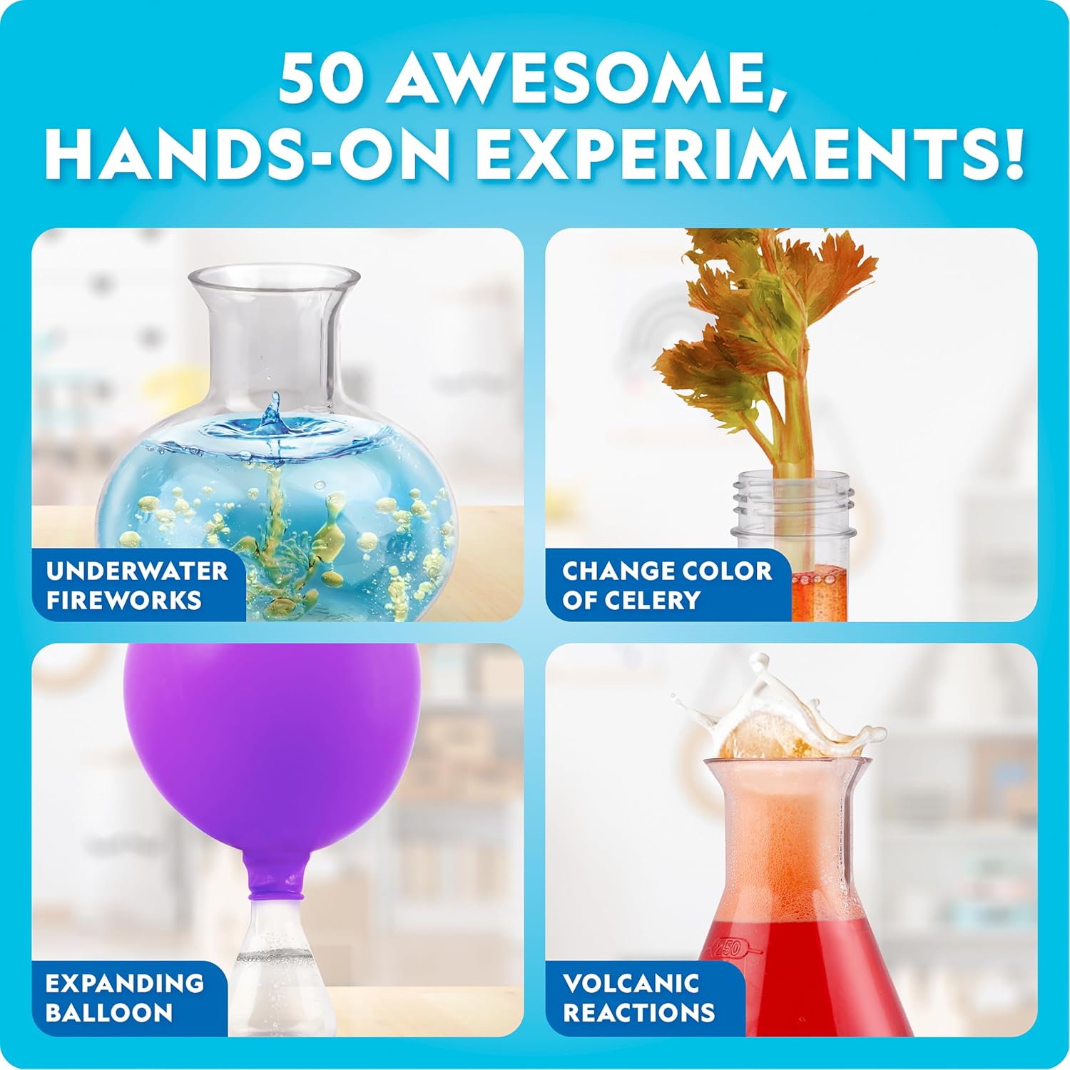 National Geographic Junior Chemistry Set with 50 Experiments for Kids | 20+ Lab Tools, Early Learning Lab, Hands-On