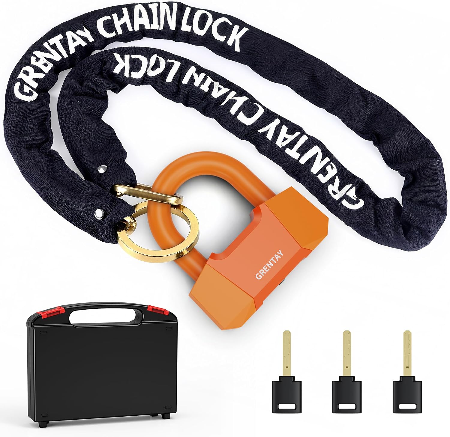 Bike Chain Lock 5.18Feet 3T Steel Chain Lock Anti Theft, Premium U-Lock 17.5mm Thick Heavy-Duty Chain Bike Lock [3