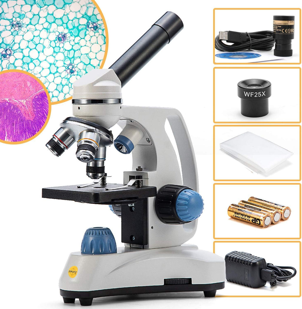 Microscope SW150,Compound Student Microscope,40X-1000X,Monocular Head,Coarse & Fine Focusing,Dual