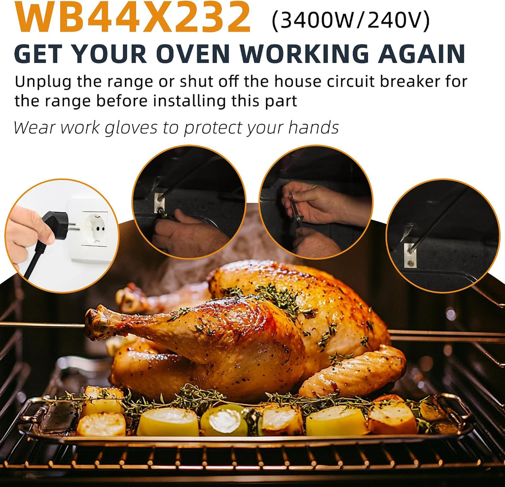 WB44X232 Oven Bake Element Fit for G.E Hot.Point Ken.more Oven