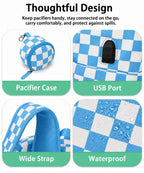 Checkered Diaper Bag Backpack with Changing Pad & Stroller Clips