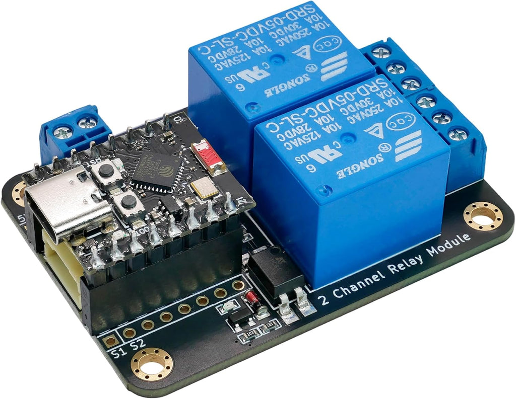 ESP32-C3 Relay Module, 2-Channel Low-Level Trigger Board
