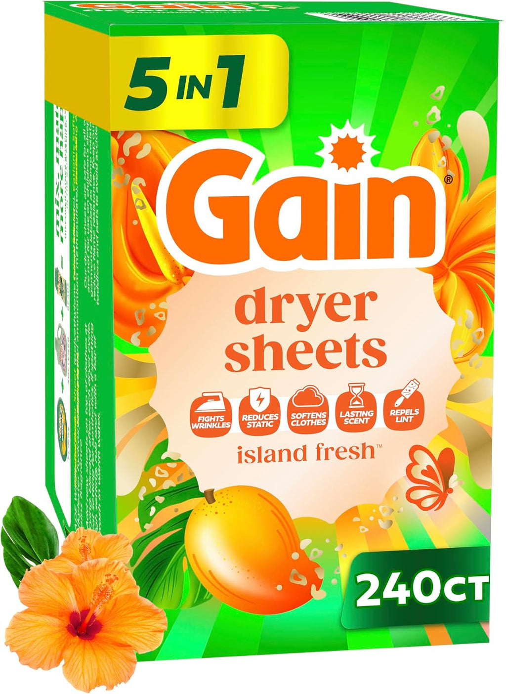 Laundry Dryer Sheets, Fabric Softener Anti Static Sheets, Island Fresh Scent, 240 Count