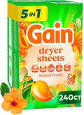 Laundry Dryer Sheets, Fabric Softener Anti Static Sheets, Island Fresh Scent, 240 Count