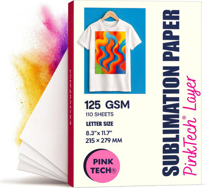 Hayes PinkTech Sublimation Paper 8.5x11 Inch 110 Sheets 125gsm for Inkjet Printer Epson Canon Sawgrass Heat Transfer