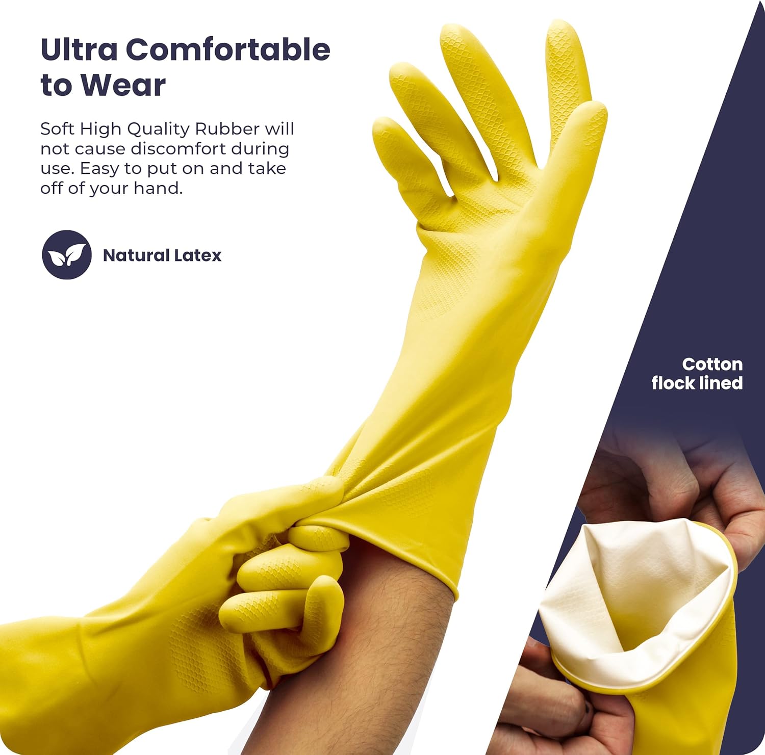 3/6/12/60 Pairs Cleaning Gloves, Waterproof Rubber Gloves for Washing Dishes, Non-Slip Latex Dishwashing Gloves