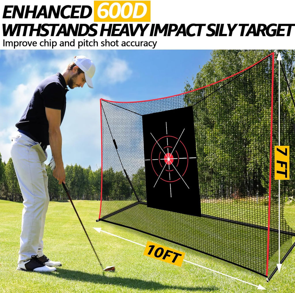 10 x 7 FT Heavy Duty Golf Net with Mat for Backyard Driving
