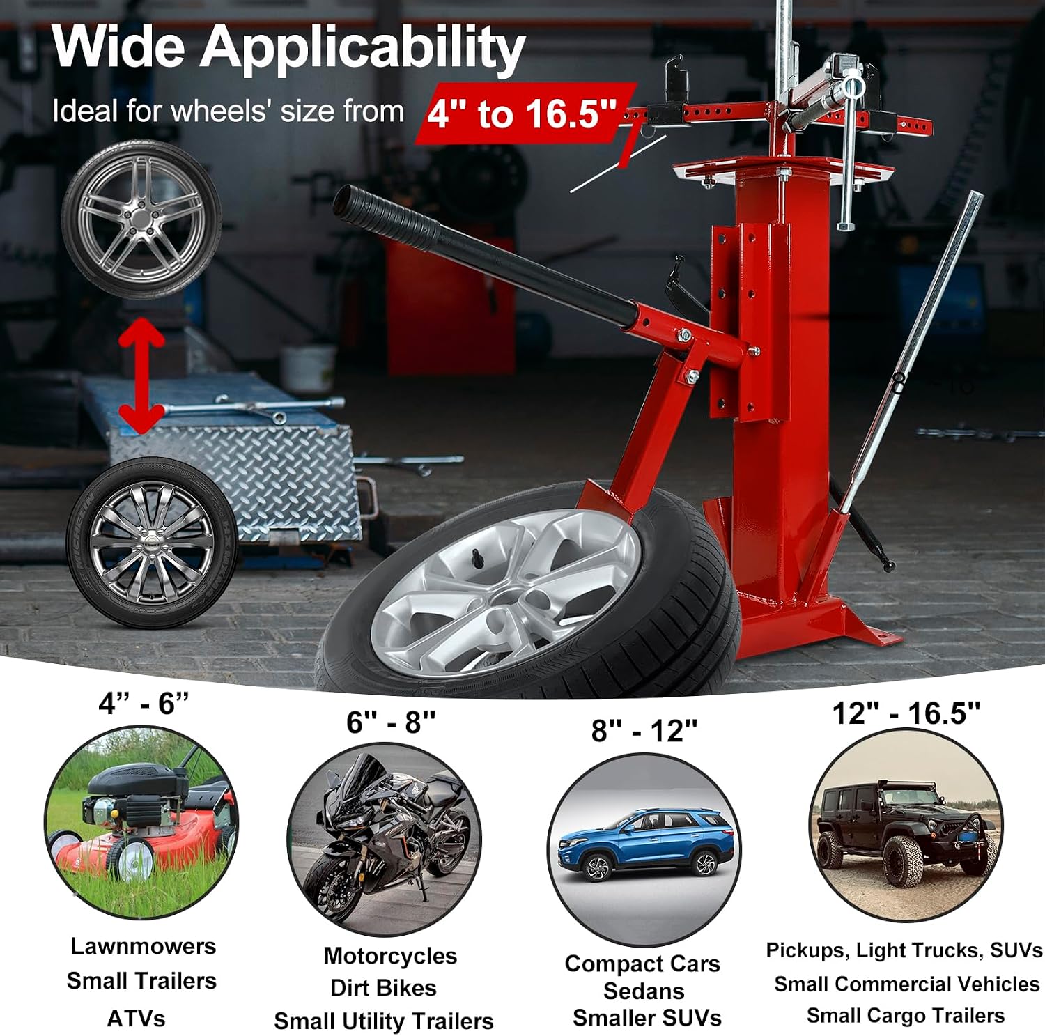 Manual Tire Changer, Portable Bead Breaker Tool for 8"-16" Tires