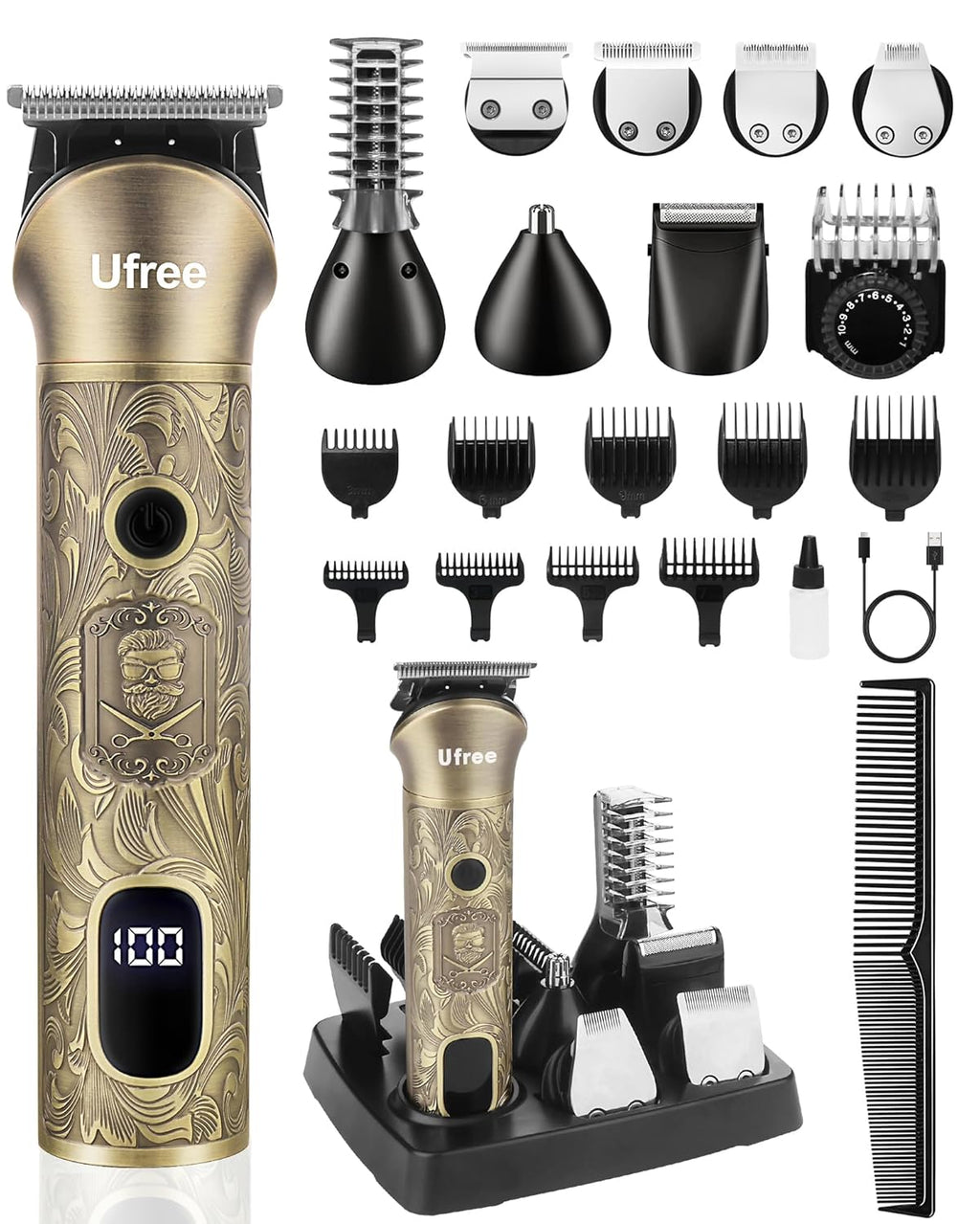 Beard Trimmer for Men, Electric Razor Shaver, Cordless Hair Clipper Shaving Kit for Mustache Body Nose Ear Hair