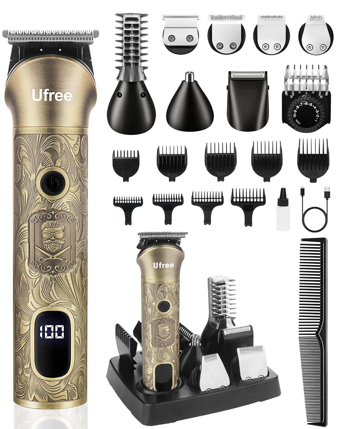 Beard Trimmer for Men, Electric Razor Shaver, Cordless Hair Clipper Shaving Kit for Mustache Body Nose Ear Hair