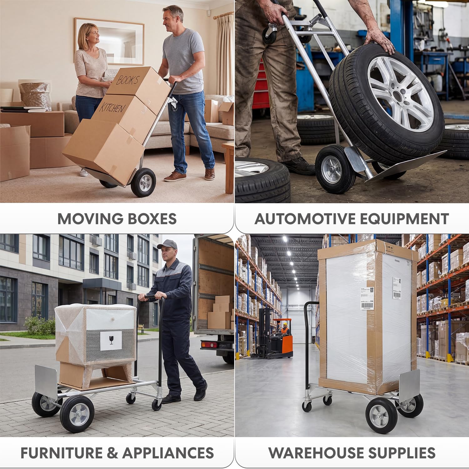 2-in-1 Convertible Hand Truck & Dolly - 800 lb Capacity Heavy Duty Folding Platform Cart with Rubber Wheels for