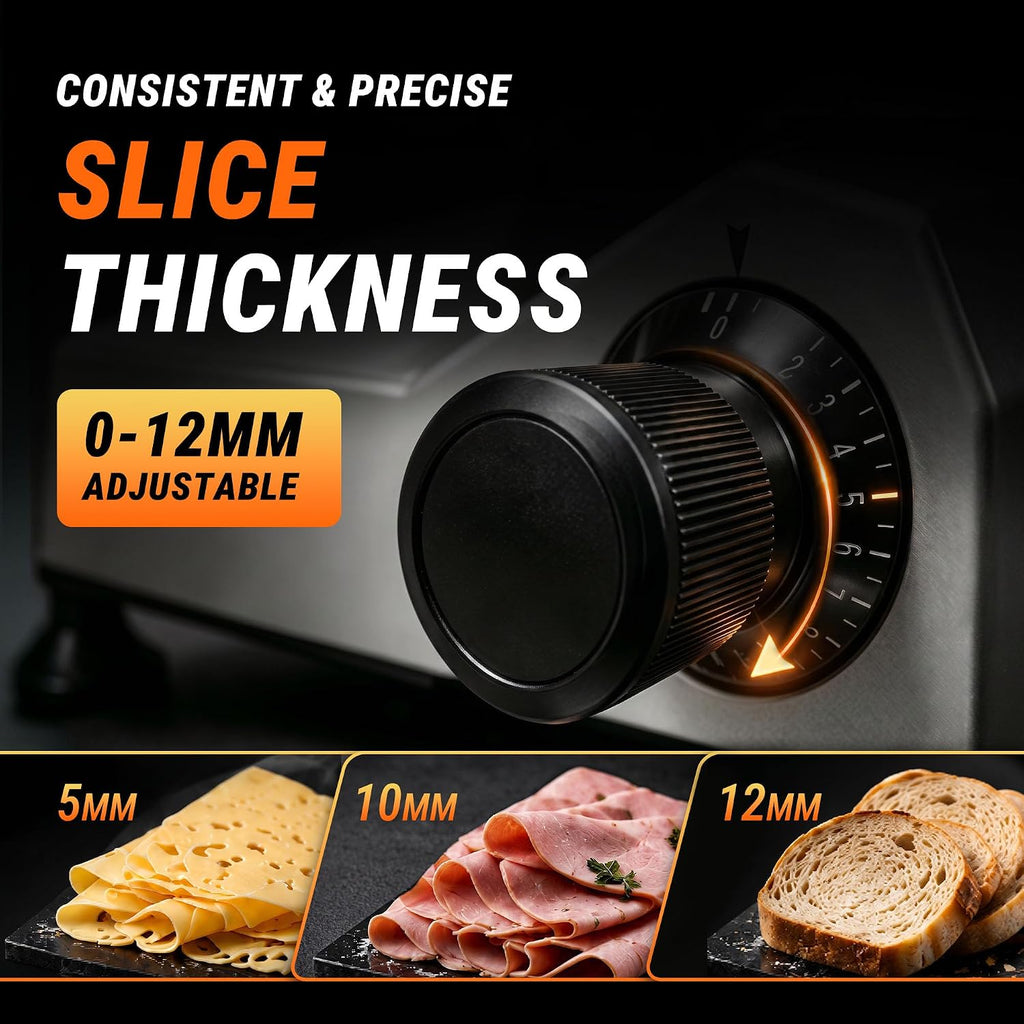 240W Electric Meat Slicer Commercial, 10" Adjustable Carbon Steel Blade