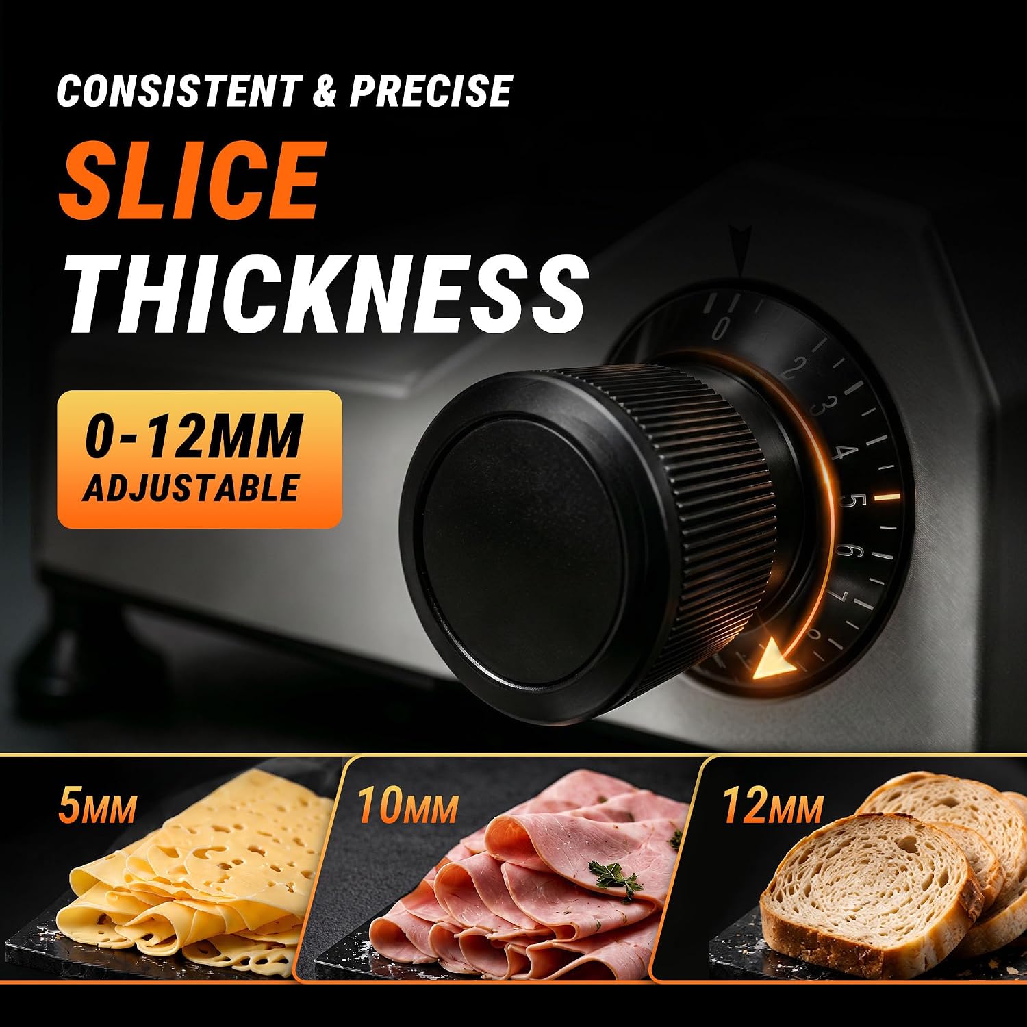 240W Electric Meat Slicer Commercial, 10" Adjustable Carbon Steel Blade