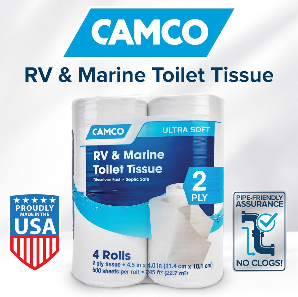 RV Toilet Paper - 16-Rolls - Quick Dissolve - Made in the USA