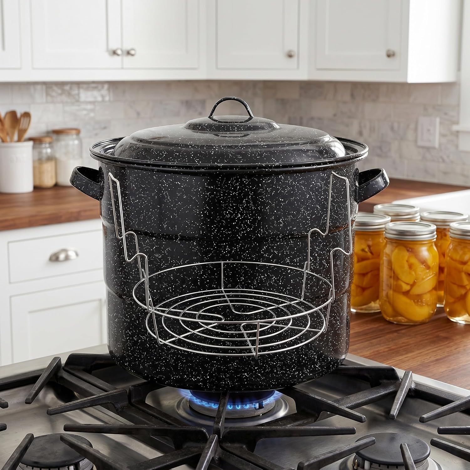 Water Bath Canner with Can Rack 21.5 Quart, Black, WYT-57