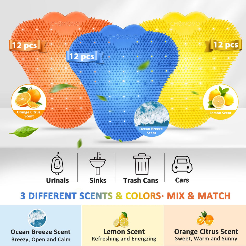 Urinal Screen Deodorizer, 7.2” Urinal Cake 36 Pack with 3 Scent