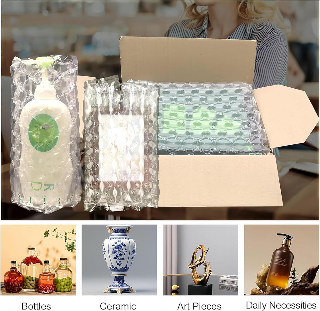 Inflatable Bubble Cushioning Wrap Roll Heavy Duty Bottle Shipper Protector Sleeve 12"x164' Large Size Air Bubbles