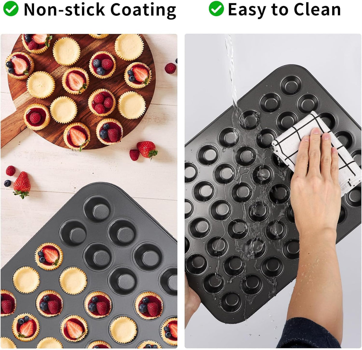 Mini Muffin Pan 48 Cups Nonstick, 1 Pack 48 Mini Small Tiny Cup Non Stick Muffin Baking Pan Tin Tray Carbon Steel