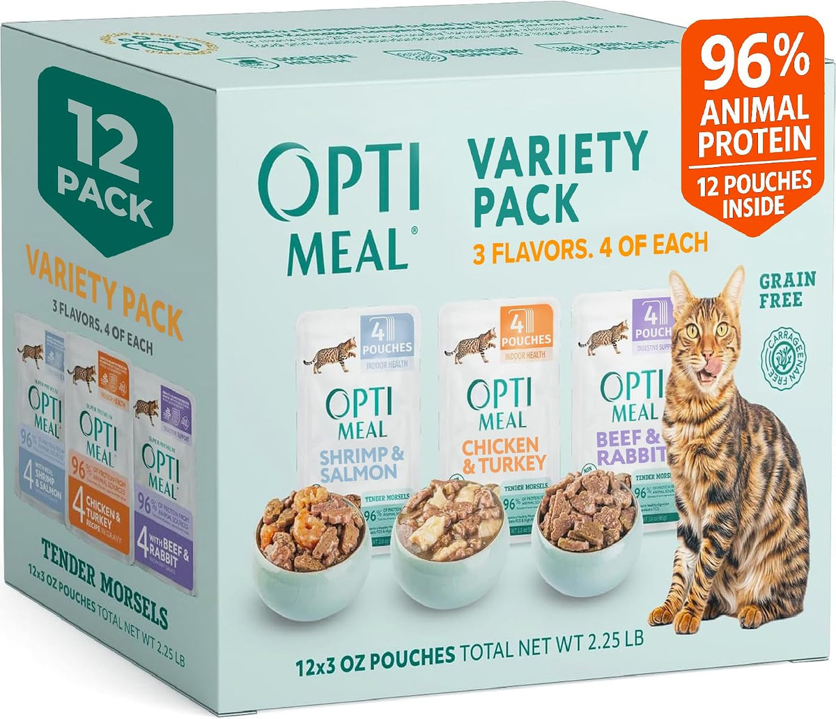 Wet Cat Food Variety Pack in Gravy, Grain Free Tender Morsels, 3oz, 12 Pchs