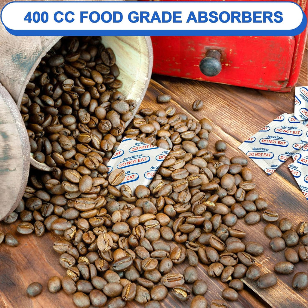 400cc Oxygen Absorbers for Food Storage - 100 Count (20x Packs of 5)