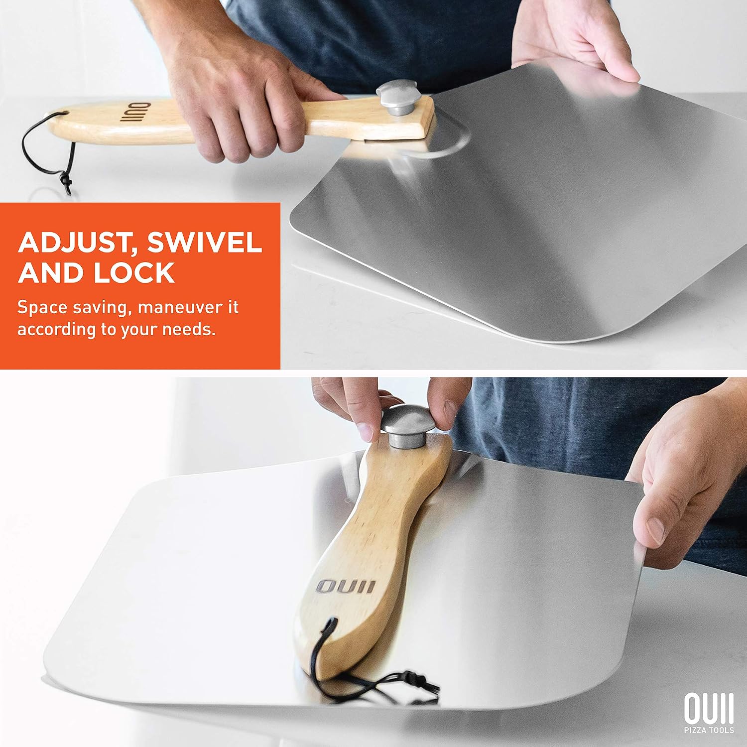 Aluminum Pizza Peel Metal - 12 x 14 Inch. Pizza Spatula for Oven with Foldable Wood Handle. Pizza Oven Accessories