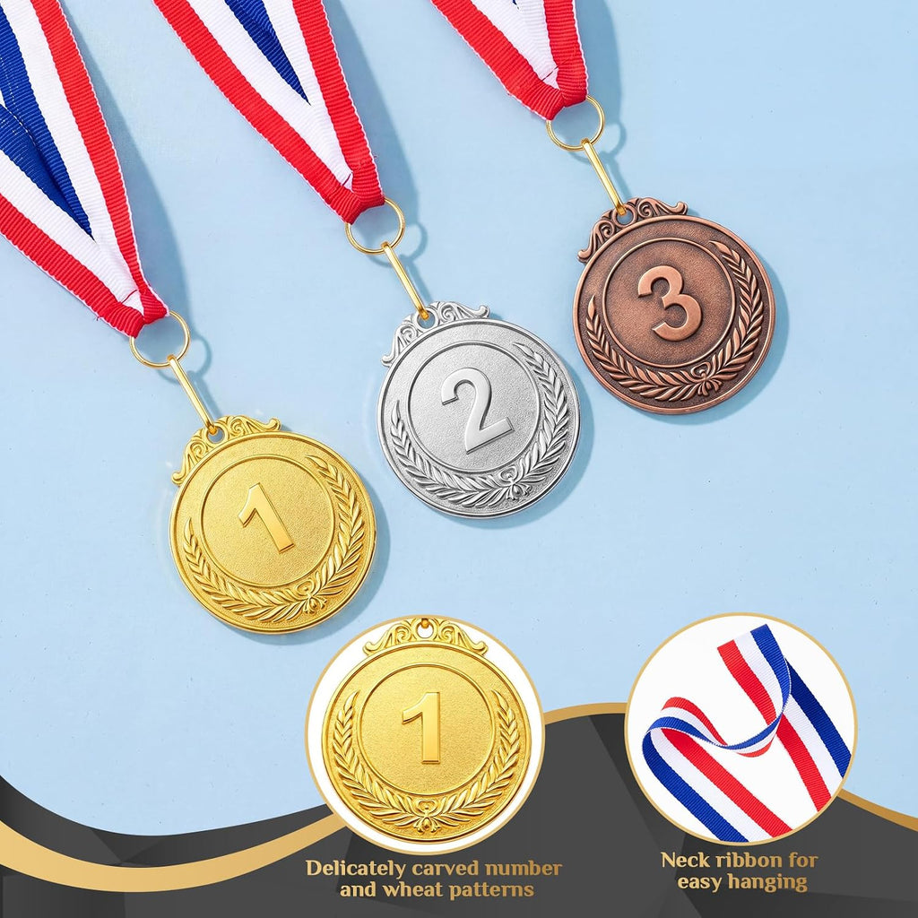 Gold 1st 2nd 3rd Silver Bronze Award Medals | Winner Award Medals Prizes with Neck Ribbon, 1st 2nd 3rd Prizes for