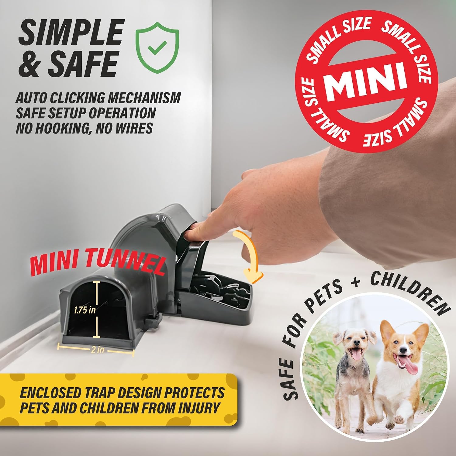 Mouse Tunnel Traps. Prevents Accidental Triggering with Dual Tunnel Design. Covered Snap Traps for Humane Kill, Safe
