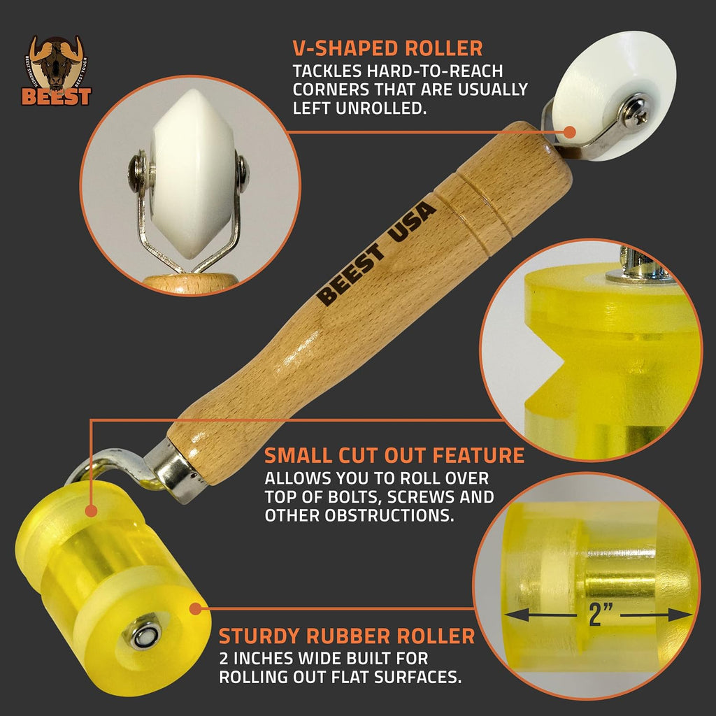 Seam Roller - Sound Deadening Roller for Automotive Cars, RV Roofs, Metal, Fiberglass, EPDM, TPO Rubber - Dual Design