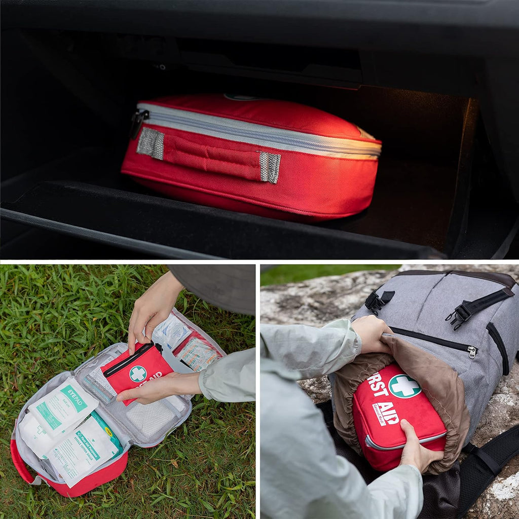 2-in-1 First Aid Kit (215 Piece Set) + 43 Piece Mini First Aid Kit -Includes Ice(Cold) Pack, Moleskin Pad and