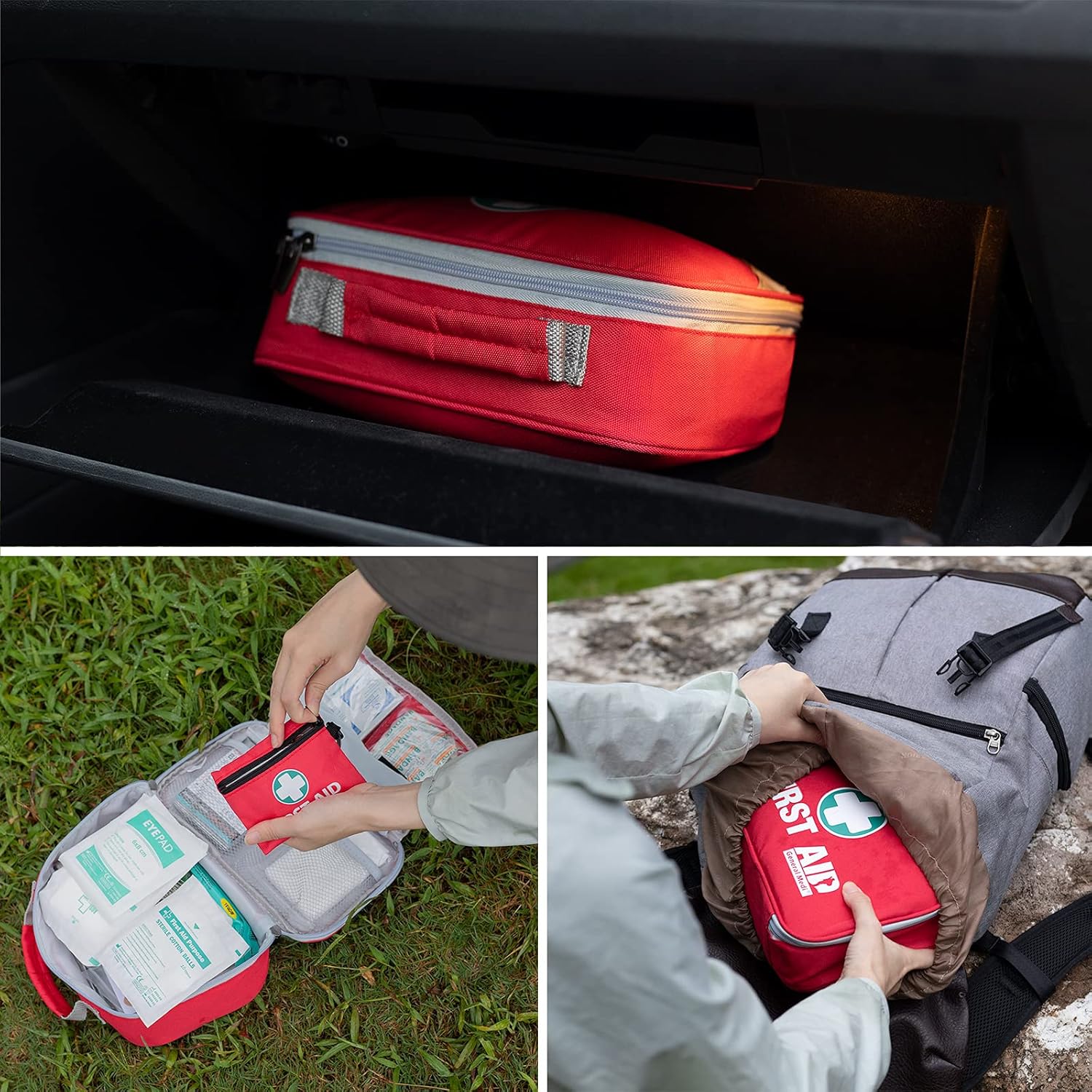 2-in-1 First Aid Kit (215 Piece Set) + 43 Piece Mini First Aid Kit -Includes Ice(Cold) Pack, Moleskin Pad and