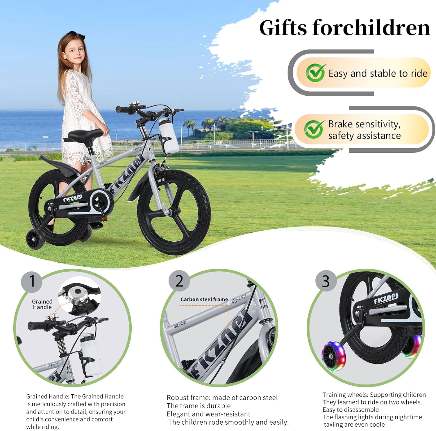 Kids Bike for Boys Girls Ages 3-9, 16 18 Inch Bicycle with Training Wheels or Kickstand/Adjustable Seat, Toddler
