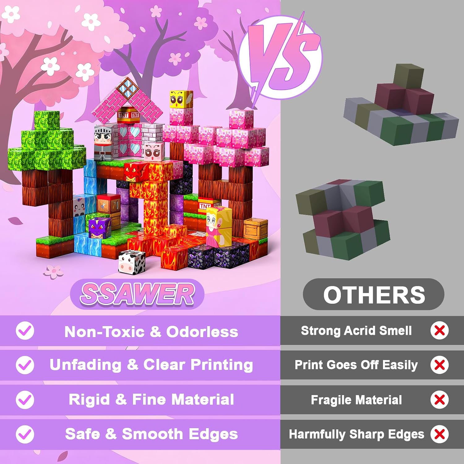 Magnetic Blocks for Kids, 100PCS 0.8inch Magnetic Building Blocks, Magnetic Cubes for STEM Constructions Magnetic