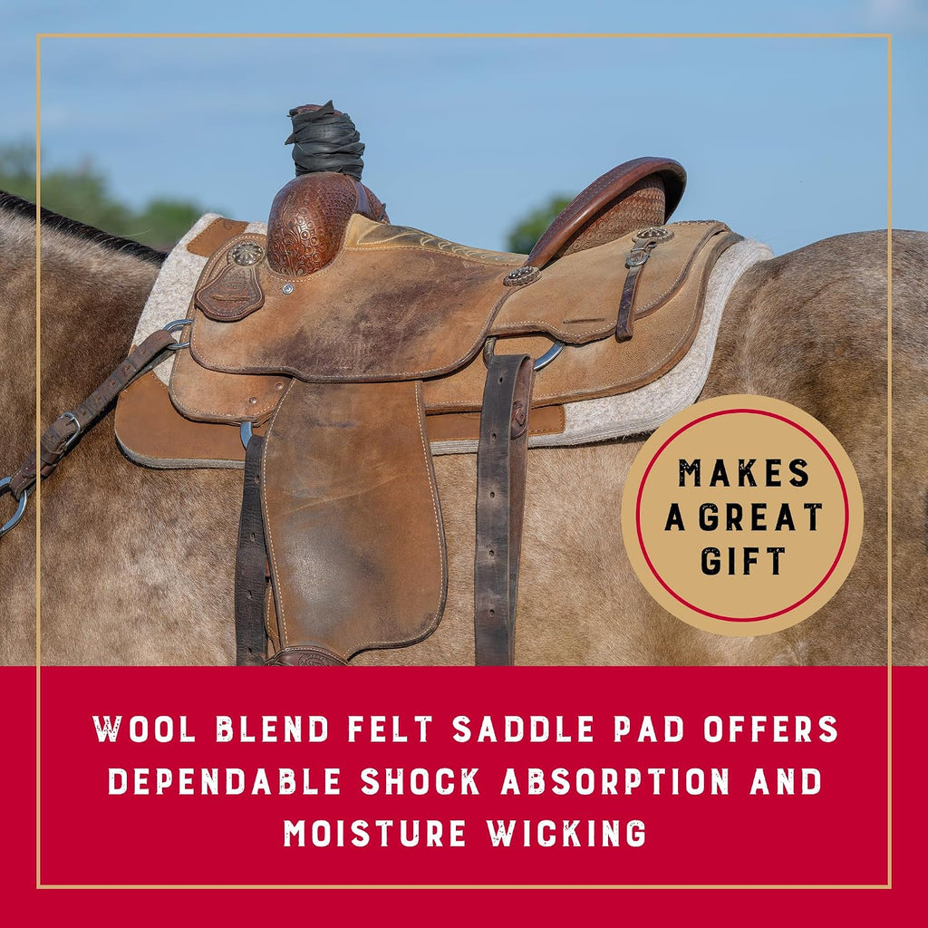 33" x 32" Contoured Wool Blend Felt Horse Saddle Pad, Shock Absorbing Western Saddle Pad for Protection, Durable