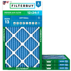 12x24x1 Air Filter MERV 13 Smoke & Allergy Defense (4-Pack)