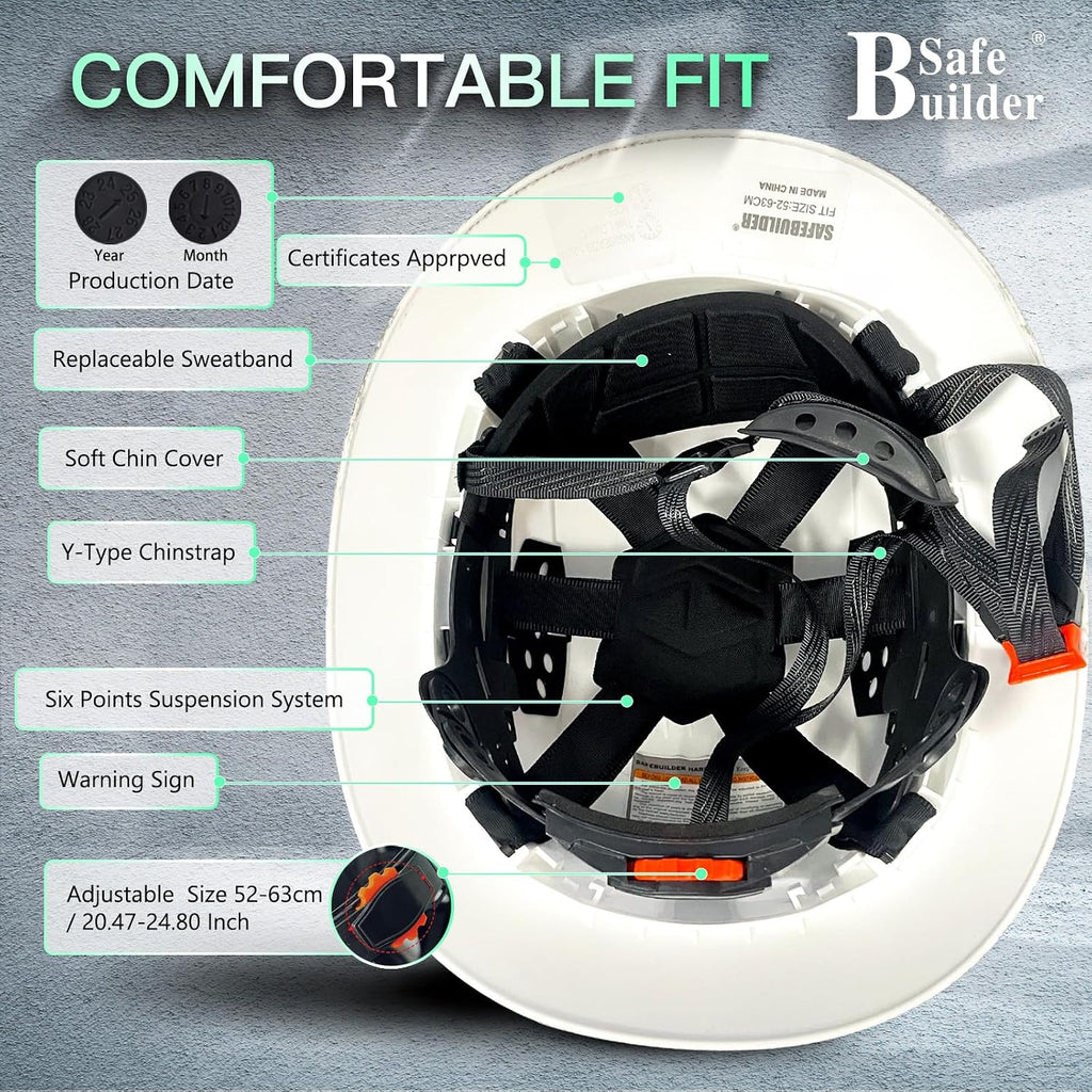 Full Brim Hard Hats Construction Hardhats Safety Helmet Vented Adjustable Lightweight Sunshade Work Caps Industrial