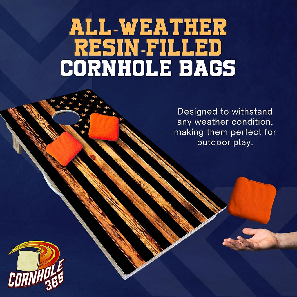 All Weather Cornhole Bags - 6"x6" Premium Plastic Pellet Resin-Filled, Weather-Resistant, Solid Color Duck Cloth