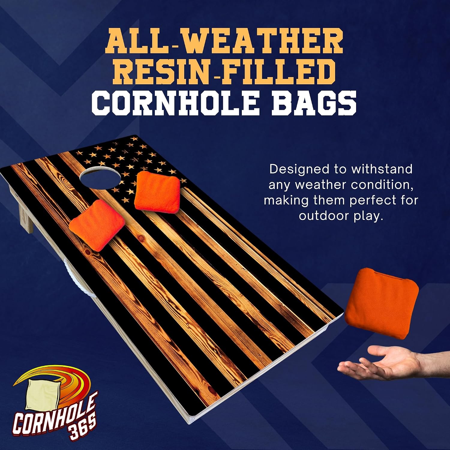 All Weather Cornhole Bags - 6"x6" Premium Plastic Pellet Resin-Filled, Weather-Resistant, Solid Color Duck Cloth