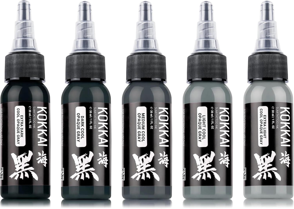 Cool Opaque Gray Tattoo Ink Set, Premium Quality, Precision Medium Viscosity, Rich Hue, Quick Healing, Acrylic-Free