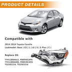 Projector Headlights Assembly Compatible with 2014 2015 2016 Toyota Corolla