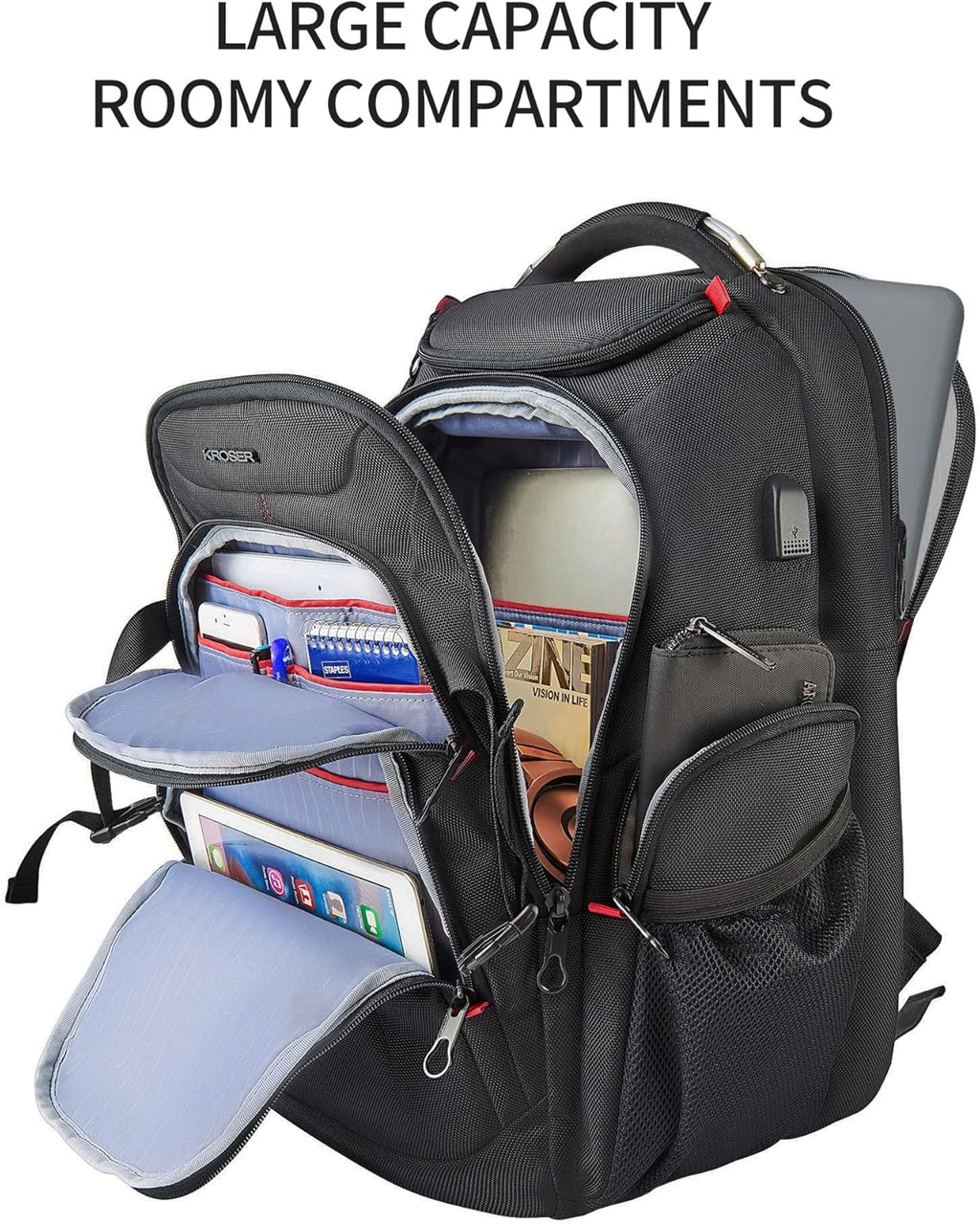 Travel Laptop Backpack 17.3 Inch XL Computer Backpack with Hard Shell Saferoom RFID Pockets Water-Repellent Business