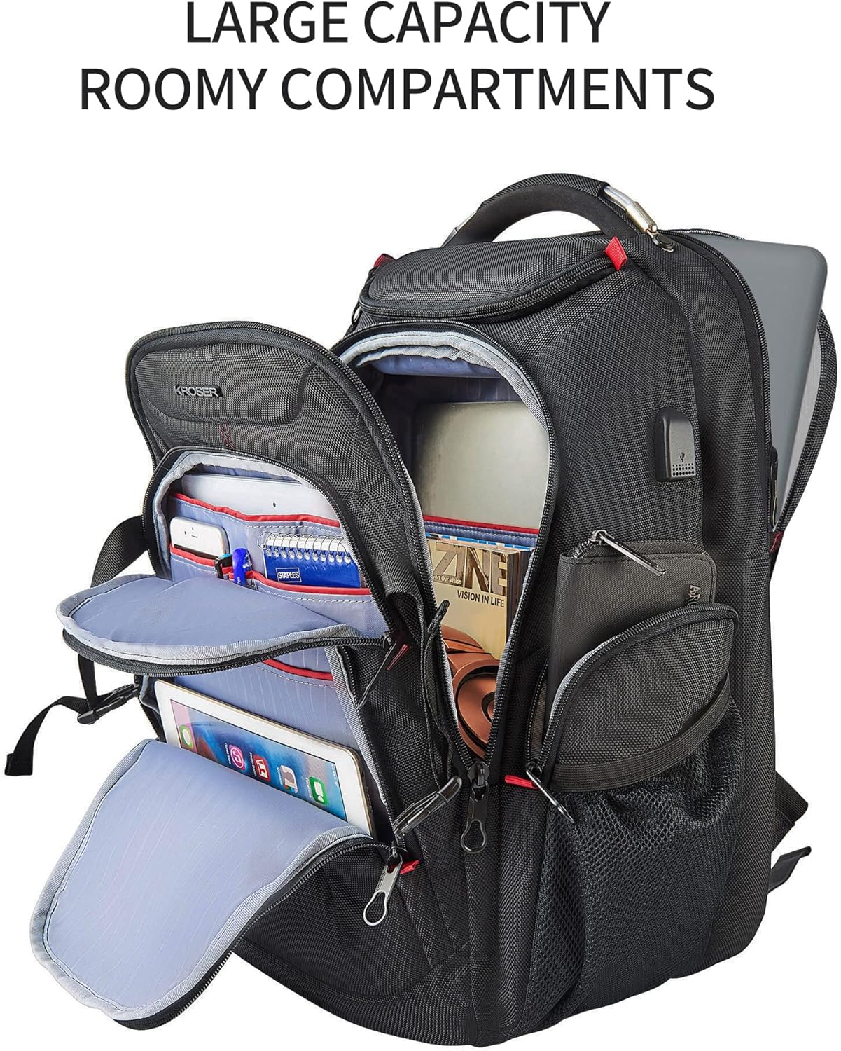 Travel Laptop Backpack 17.3 Inch XL Computer Backpack with Hard Shell Saferoom RFID Pockets Water-Repellent Business