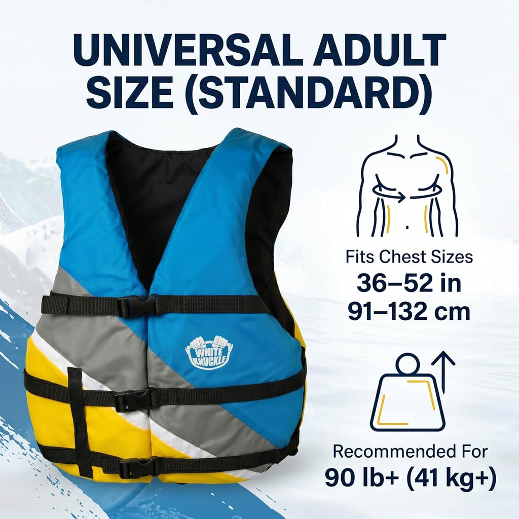 Life Jackets for Adults, Pack of 4 Universal Adult Life Vest, US Coast Guard Approved Boating Safety Vest with