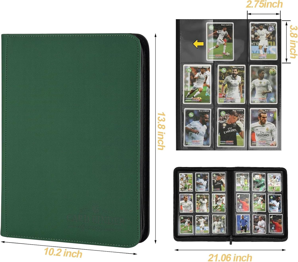 9 Pockets Card Binder,Premium Zip Trading Card Binder,540 Double Sided Pocket PU Collection Binder, Collector Album