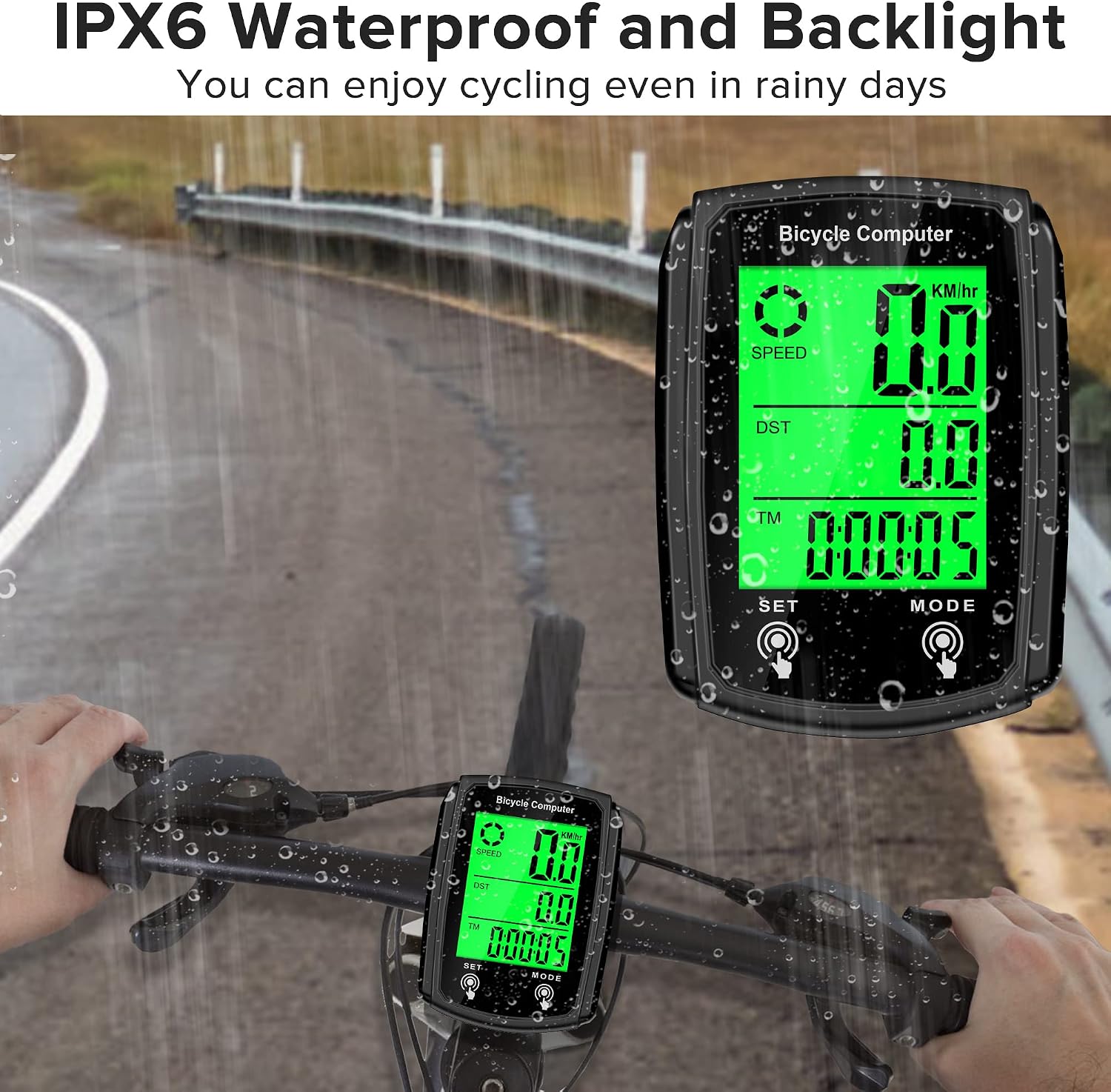 Bike Computer and Bicycle Odometer Wired MPH KM/H Bike Speedometer with Automatic Wake-Up Cycling Speed Tracker LCD