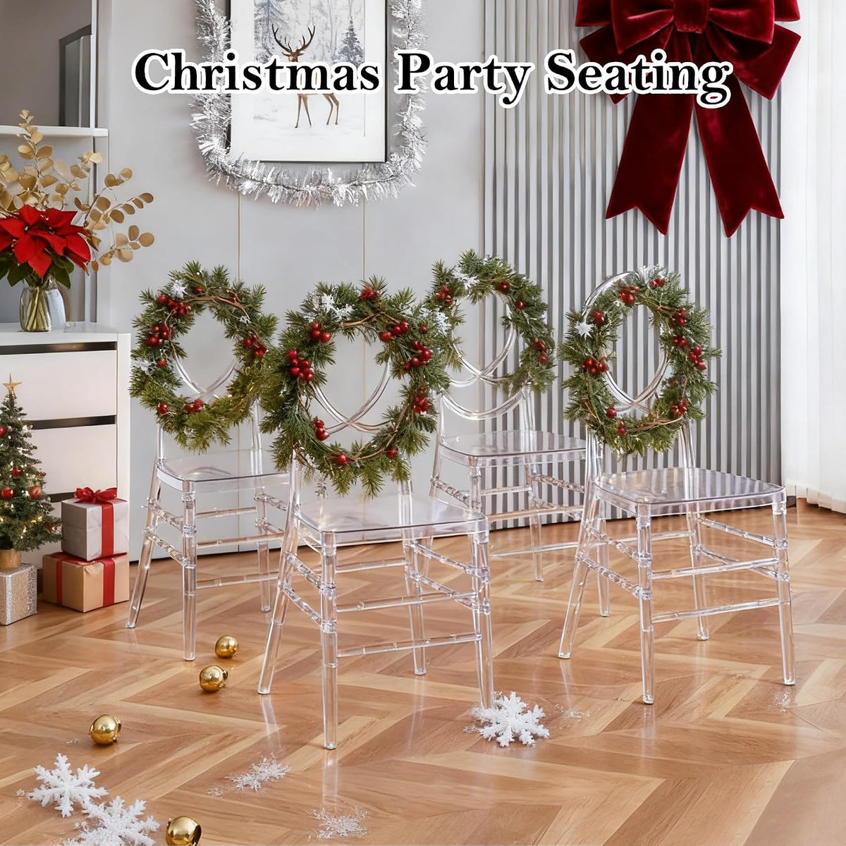 Clear Acrylic Chiavari Chairs, Modern Dining Chairs Set of 24, Accent Event Ghost Chairs for Wedding Party Event