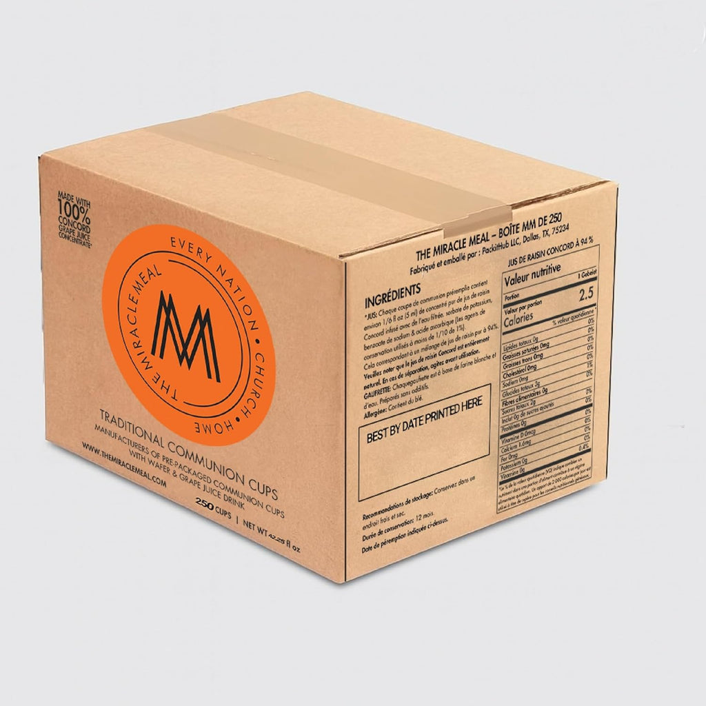 Miracle Meal Prefilled Communion Cups & Wafer Set, Box of 250 Traditional